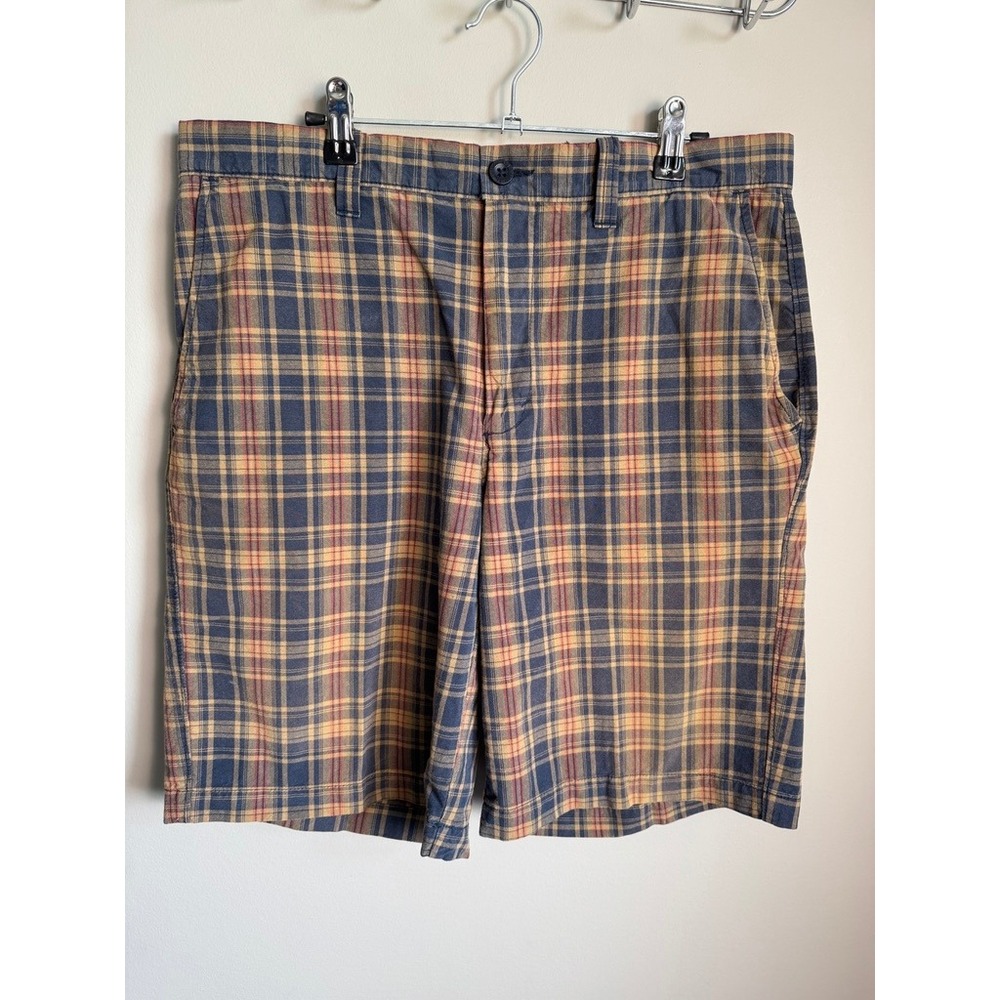 Eddie Bauer Mens Plaid Cotton Chino Shorts Multi-Color 32 Gorpcore Outdoor Prep
